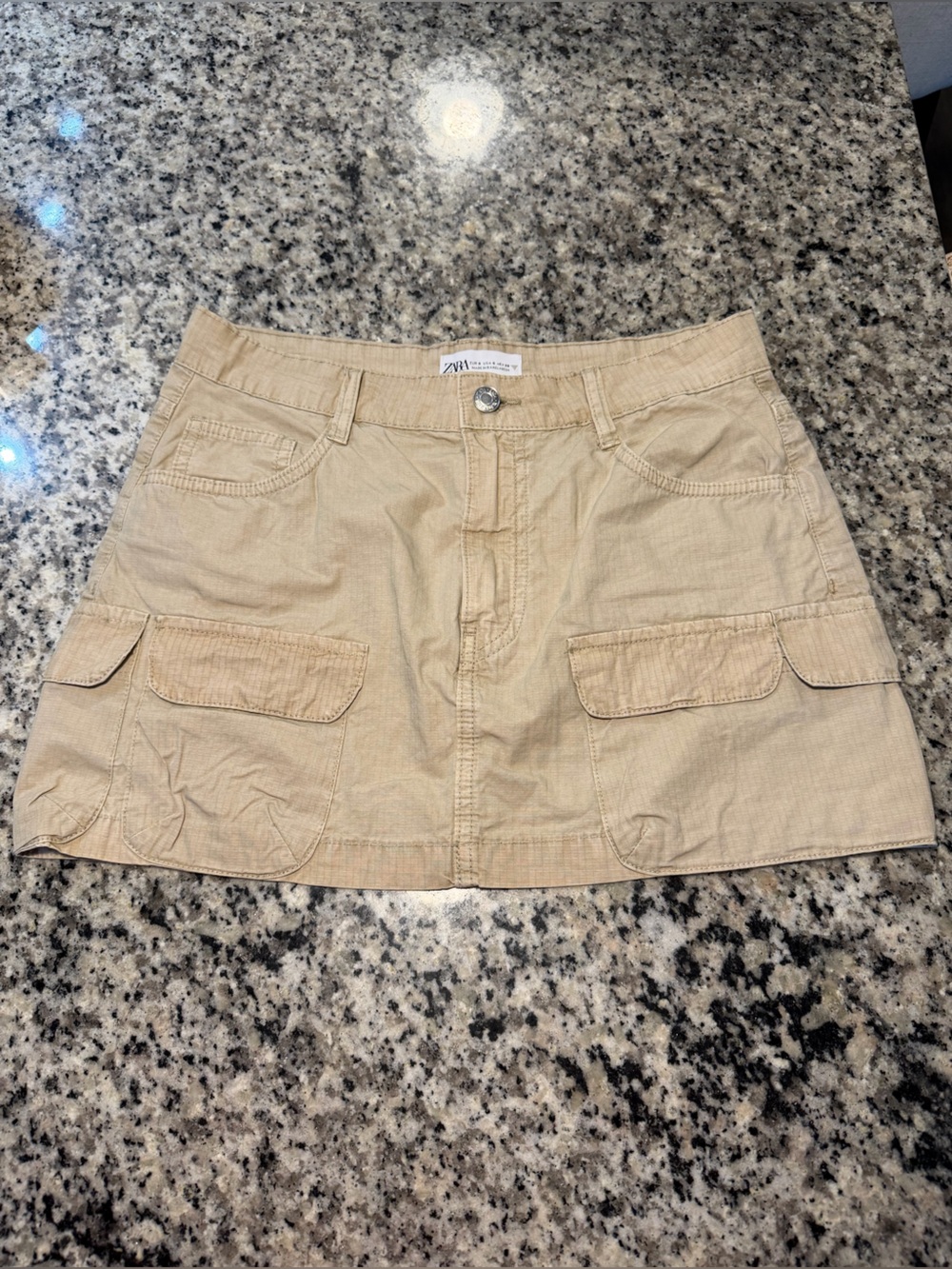 Zara Tan Cargo Mini Skirt